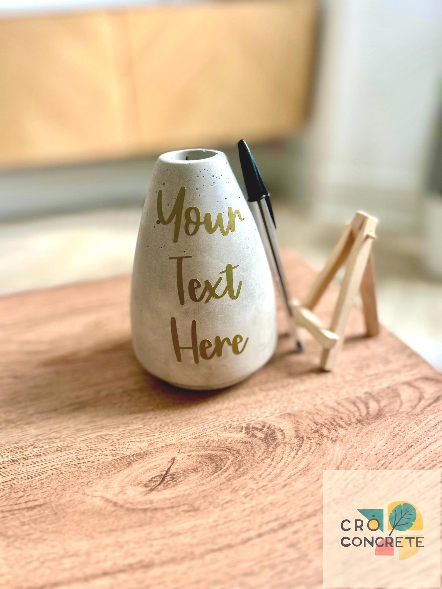 Personalised Concrete Vase – Minimalist Handmade Home Decor | Custom Text Name | Modern Rustic Gift for Her, Him, or New Home Housewarming