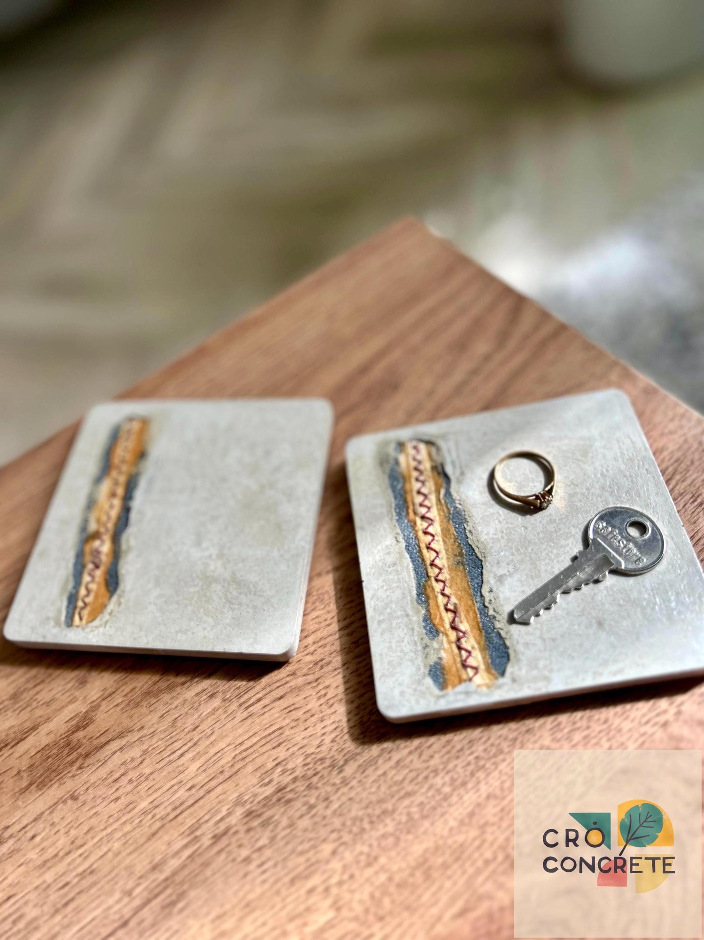 2 x Handmade Concrete Coasters with Unique Textured Design - Modern Industrial Coffee Table Decor - Handmade in Newcastle upon Tyne