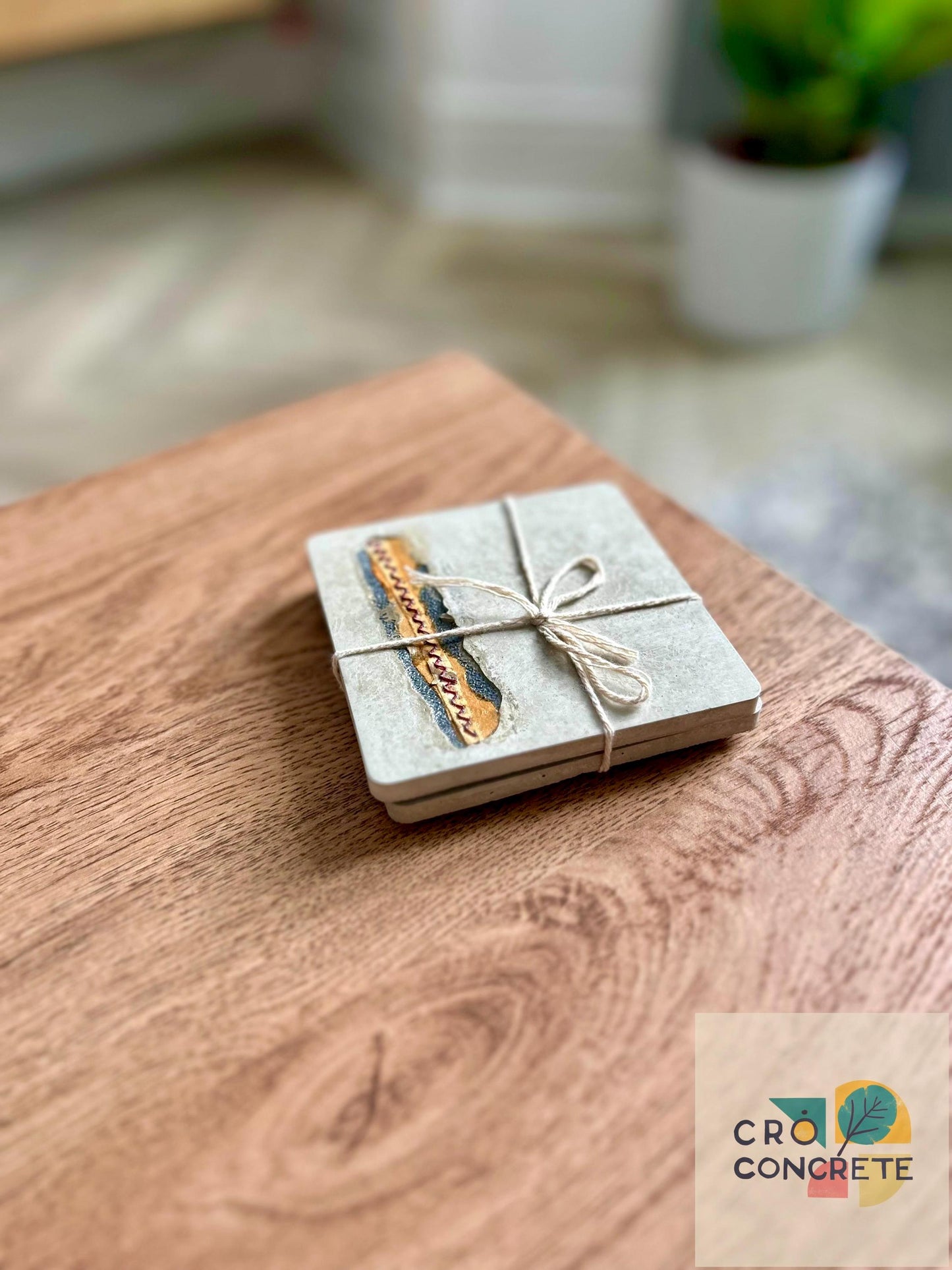 2 x Handmade Concrete Coasters with Unique Textured Design - Modern Industrial Coffee Table Decor - Handmade in Newcastle upon Tyne