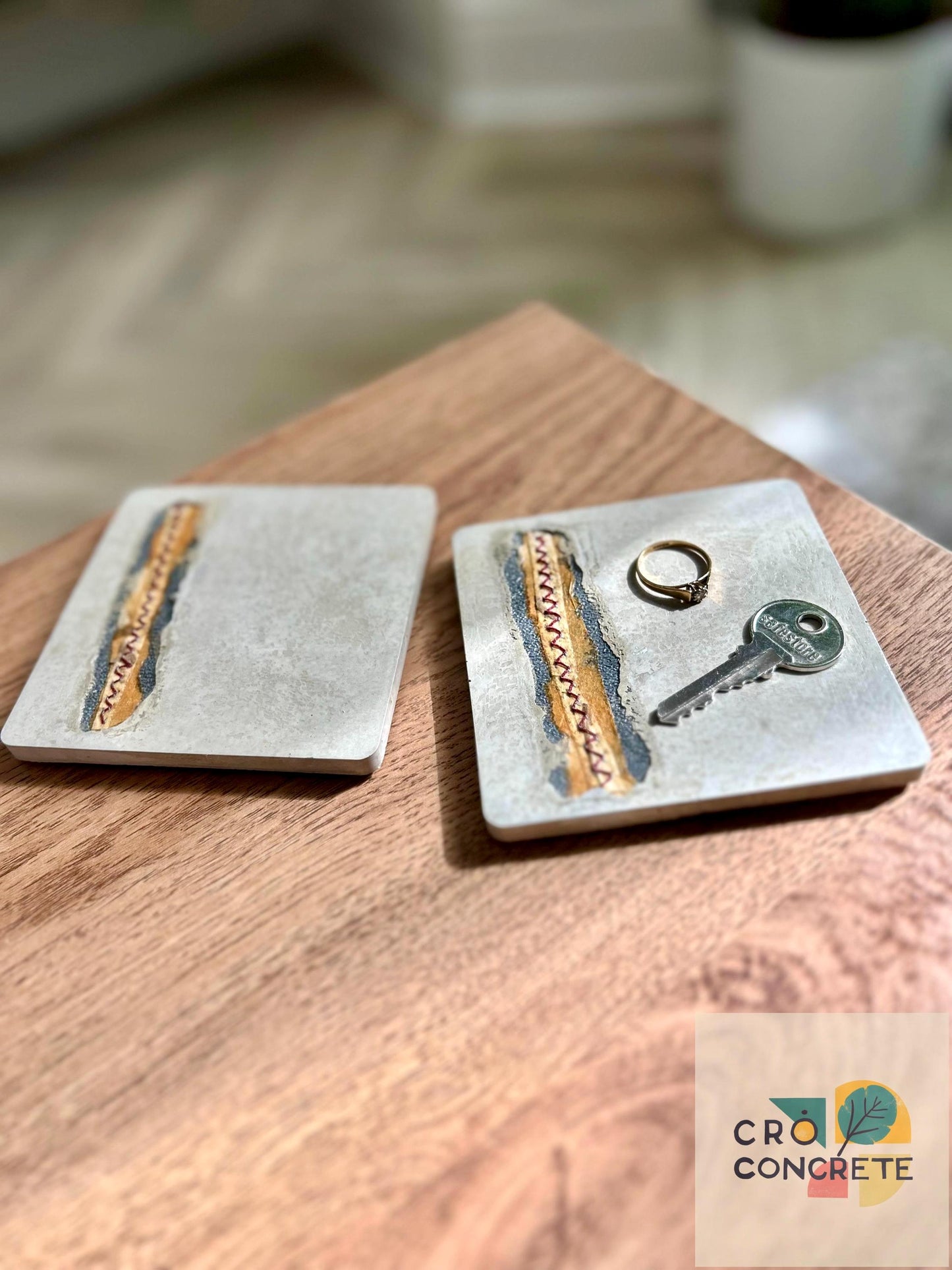 2 x Handmade Concrete Coasters with Unique Textured Design - Modern Industrial Coffee Table Decor - Handmade in Newcastle upon Tyne