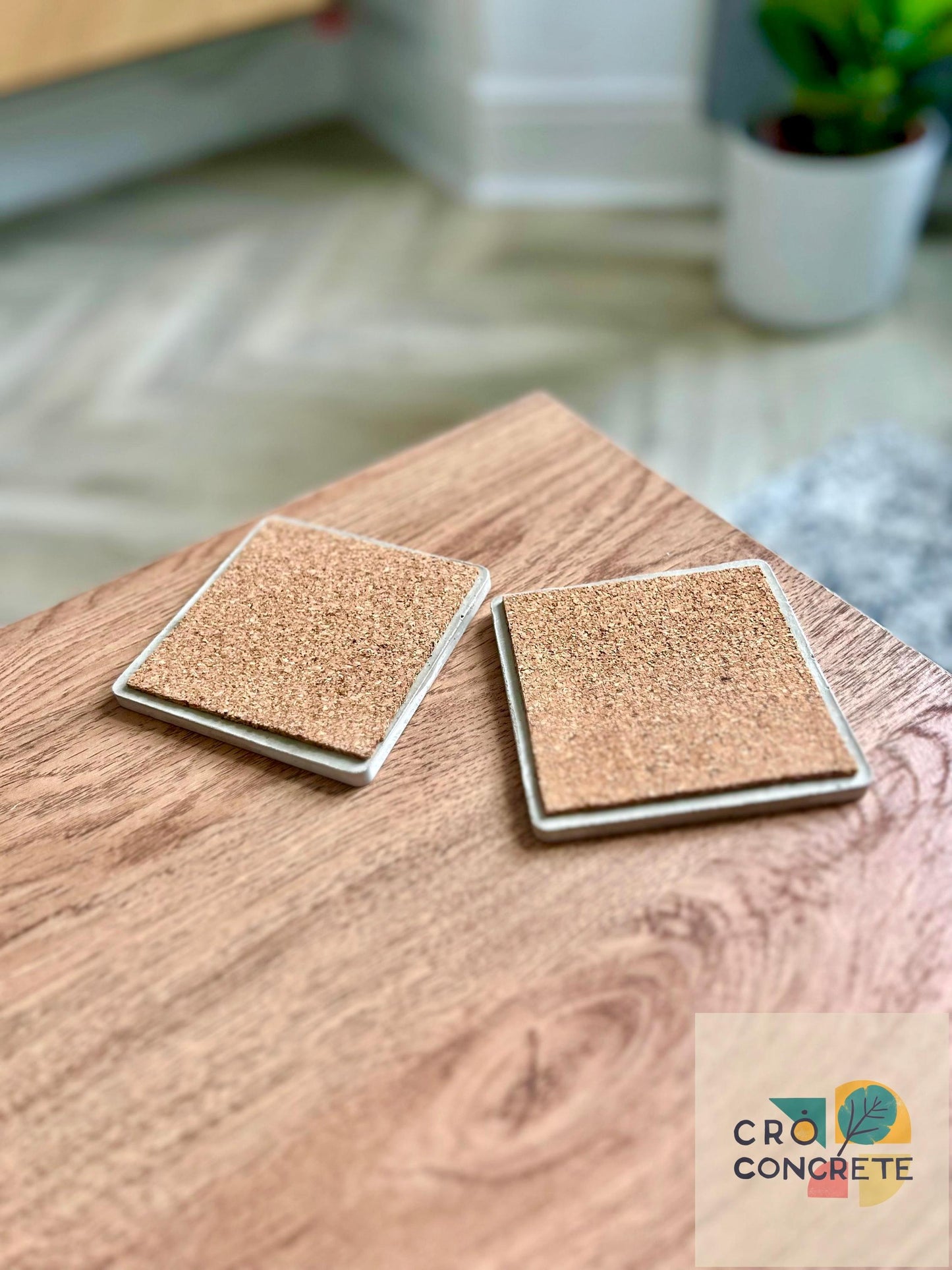 2 x Handmade Concrete Coasters with Unique Textured Design - Modern Industrial Coffee Table Decor - Handmade in Newcastle upon Tyne