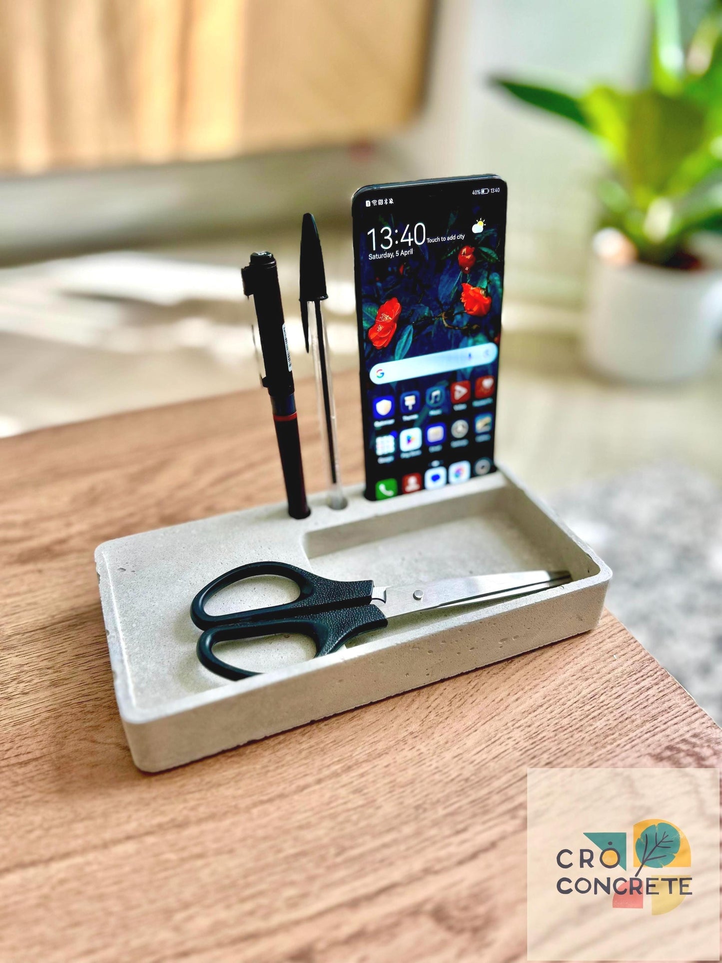 Minimalist Concrete Desk Organiser | Handmade Office Storage Tray | Modern Tray for Keys, Pens & Accessories | Unique Gift for Him or Her