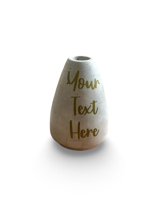 Personalised Concrete Vase – Minimalist Handmade Home Decor | Custom Text Name | Modern Rustic Gift for Her, Him, or New Home Housewarming