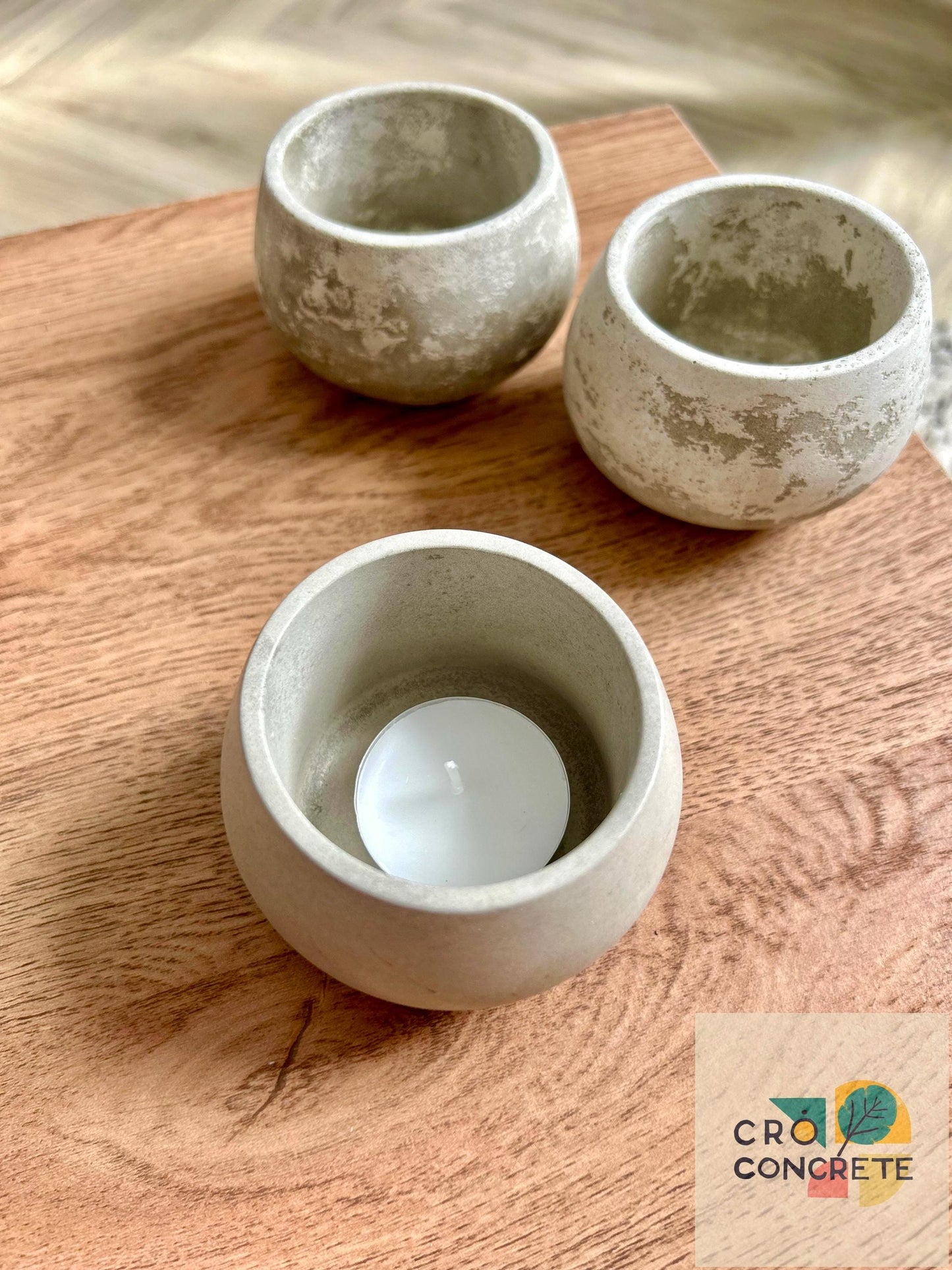 Handmade Tea Light Candle Holder Concrete Bowl – Minimalist Small Round Dish, Industrial Decorative Bowl Gift