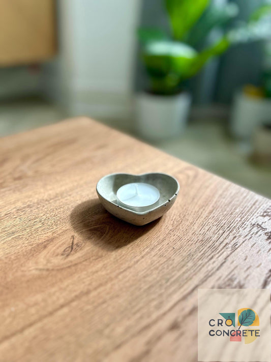 Handmade Heart-Shaped Concrete Tea light Holder – Minimalist Candle Holder – Romantic Gift – Valentine’s, Mother’s Day, Christmas