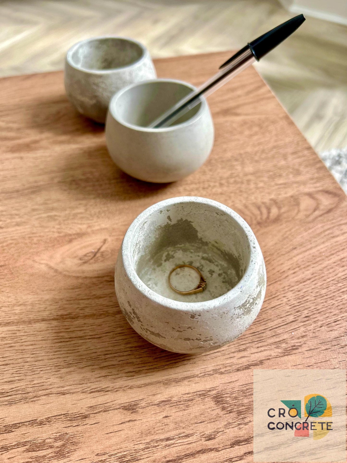 Handmade Tea Light Candle Holder Concrete Bowl – Minimalist Small Round Dish, Industrial Decorative Bowl Gift